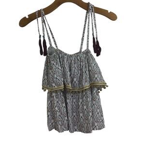 Skemo Girls Kids Borneo Sleeveless Tassel Strap Tube Ruffle Tank Top XL NWT